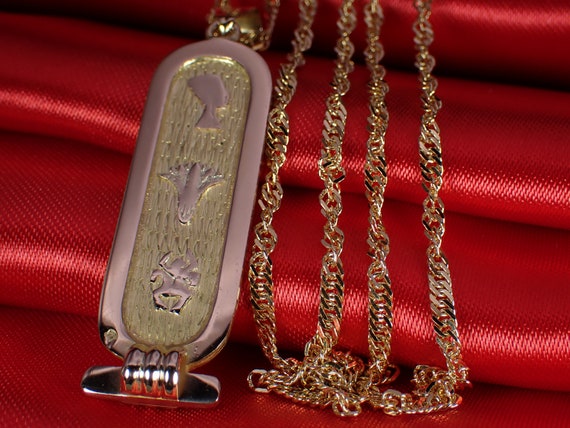 エジプトのカルトゥーシュ 18K & 14K イエローゴールド ヴィンテージ
