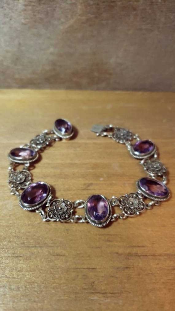 STUNNING Antique Victorian Amethyst Sterling Brace