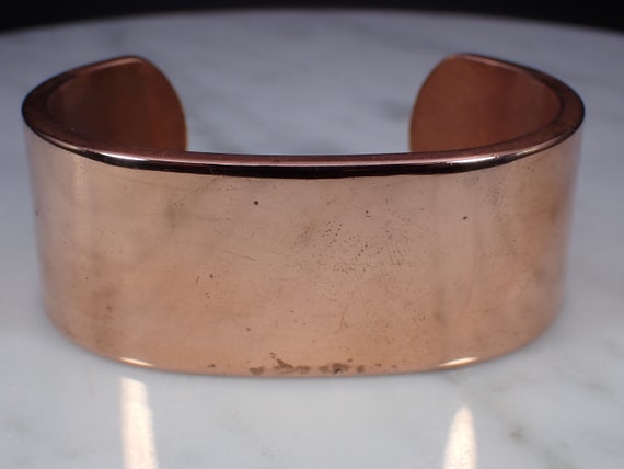 Vintage Unsigned Solid Copper 1" Wide Cuff Bracel… - image 3