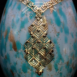 Vintage Retro Runway Gold Tone Huge Art Deco Design Choker Necklace