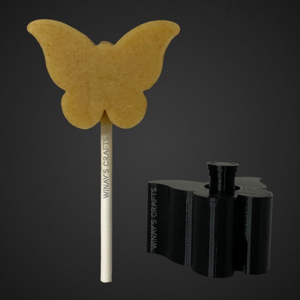 Cake Pop Mold/Plunger BUTTERFLY (With Lollipop Stick, Paper Straw or Popsicle Stick GUIDE Options) - Made in USA