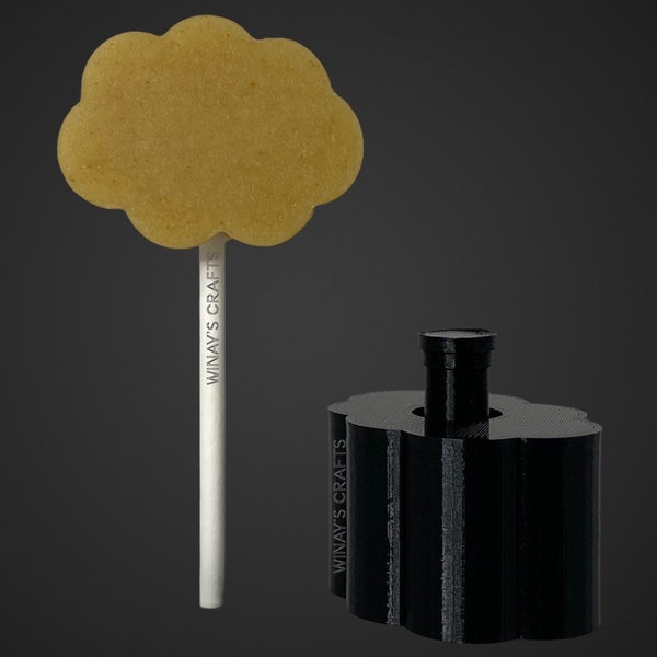 Cake Pop Mold/Plunger CLOUD (With Lollipop Stick, Paper Straw or Popsicle Stick GUIDE Option) - Made in USA