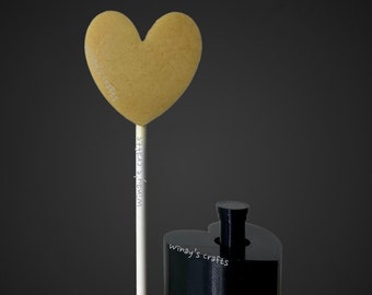 Cake Pop Mold/Plunger HEART - ELONGATED (With Lollipop Stick, Paper Straw or Popsicle Stick Guide Options) - Made in USA