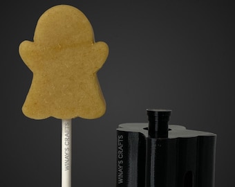 Cake Pop Mold/Plunger FRIENDLY GHOST (With Lollipop Stick, Paper Straw or Popsicle Stick Guide Options) - Made in USA