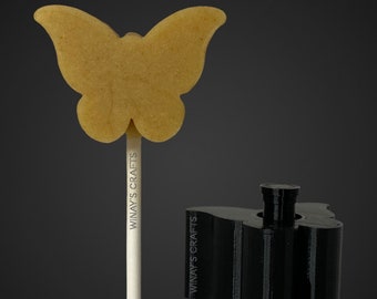 Molde para cake pops/molde con émbolo MARIPOSA (con opciones de guía de palitos de piruleta, pajitas de papel o palitos de helado) - Fabricado en EE. UU.