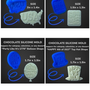 Chocolate Silicone Mold (Cakepop/Dessert Topper) - 4TH OF JULY - Made in USA