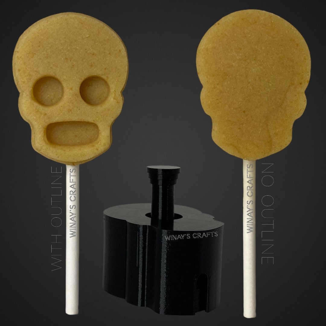 Cake Pop Mold/plunger SKULL with Lollipop Stick, Paper Straw or Popsicle Stick GUIDE & Outlined