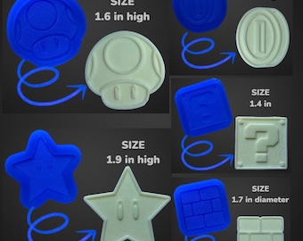 Chocolate Silicone Mold (Cakepop/Dessert Topper) - Super Plumber Brothers POWER UP ICONS - Made in U S A