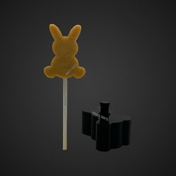 Cake Pop Mold/Plunger SITTING_BUNNY (With Lollipop Stick, Paper Straw or Popsicle Stick Guide Options) - Made in USA