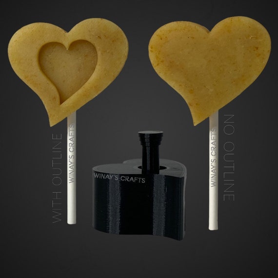 Cake Pop Mold/Plunger HEART (OPEN) - (With Lollipop Stick, Paper Straw or  Popsicle Stick Guide & Outlined Plunger Options) - Made in USA