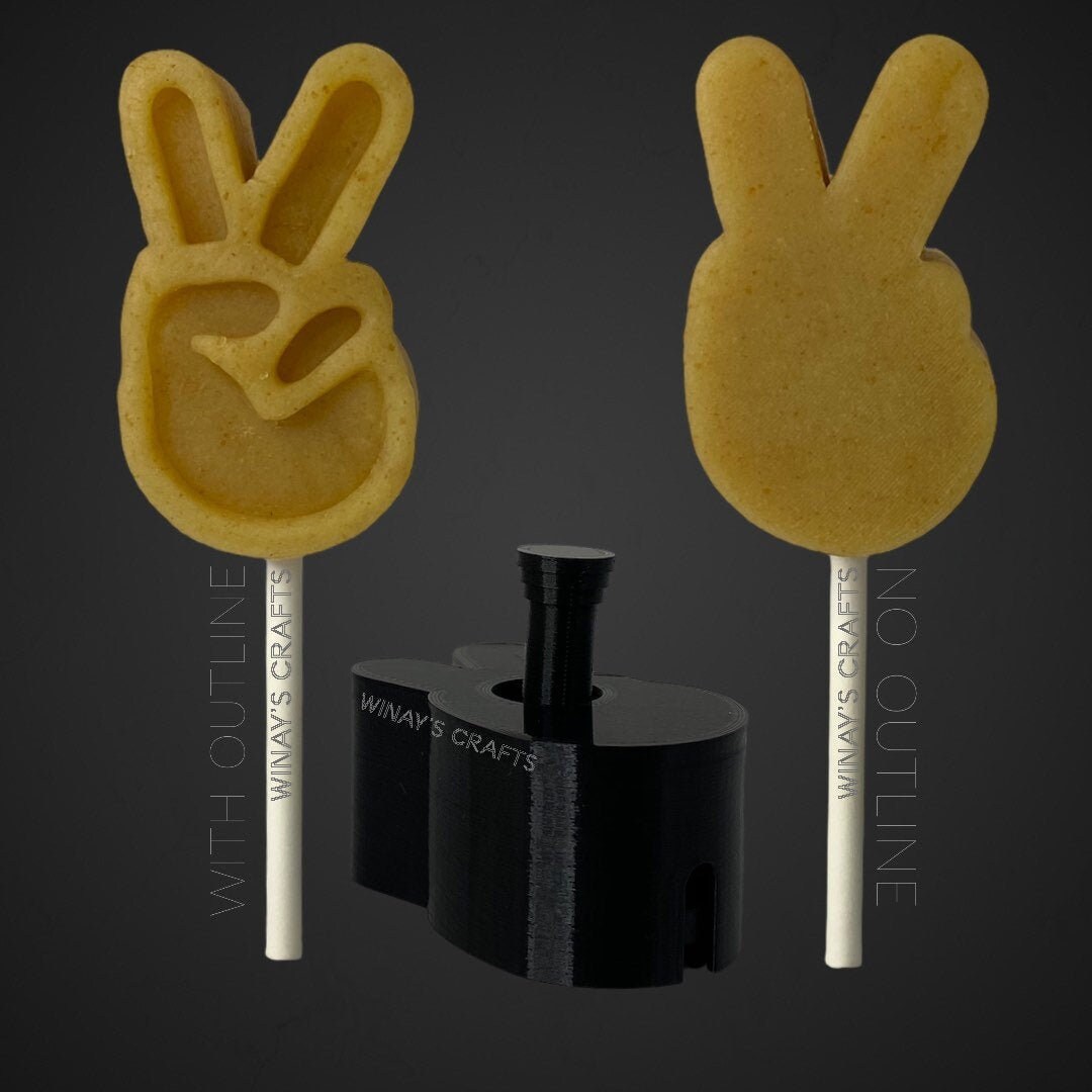 Cake Pop Mold/plunger PEACE FINGERS with Lollipop Stick, Paper Straw or Popsicle Stick Guide