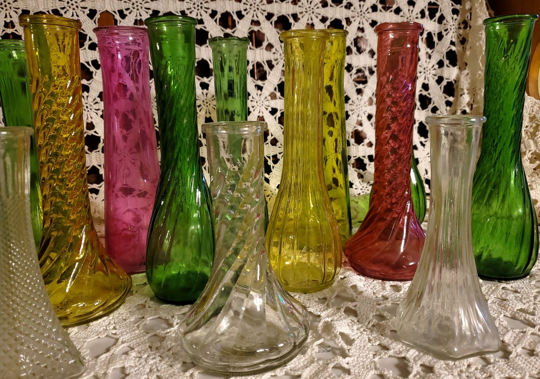 Pressed Glass Vases/wedding Vases 14 Etsy