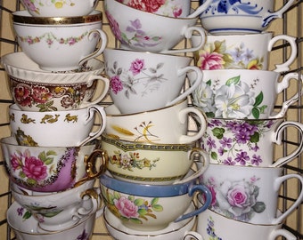 20 Sets Vintage Mismatched Tea Cups and Saucers (40 pcs)