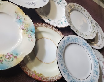 10 Vintage Mismatched Horsd'euvre, Cupcake, Cookies, Bread and Butter Plates
