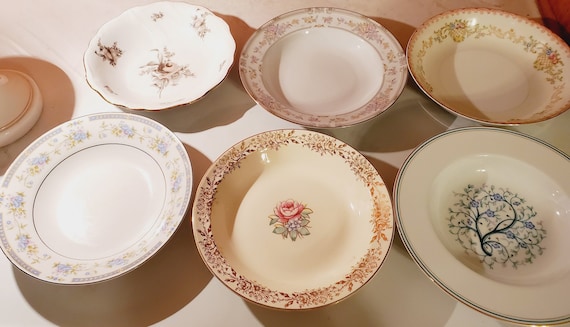 5 Vintage Mismatched China Soup/Salad Bowls