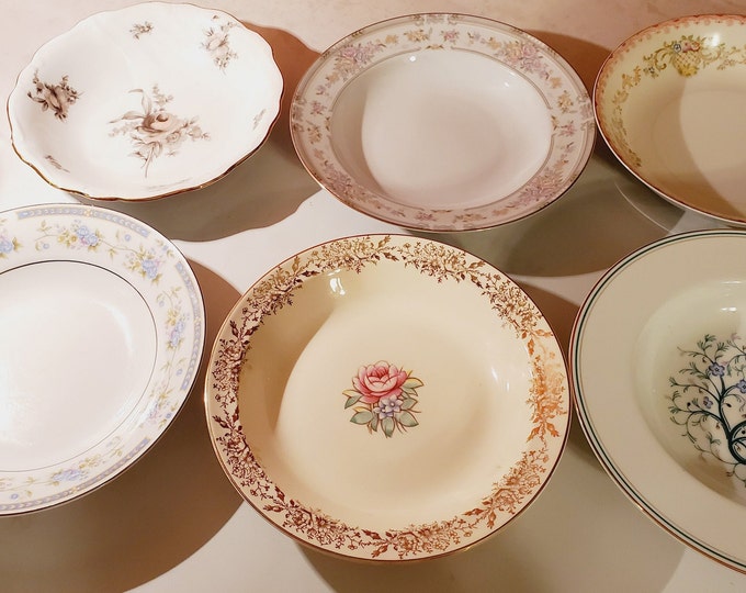 5 Vintage Mismatched China Soup/Salad Bowls