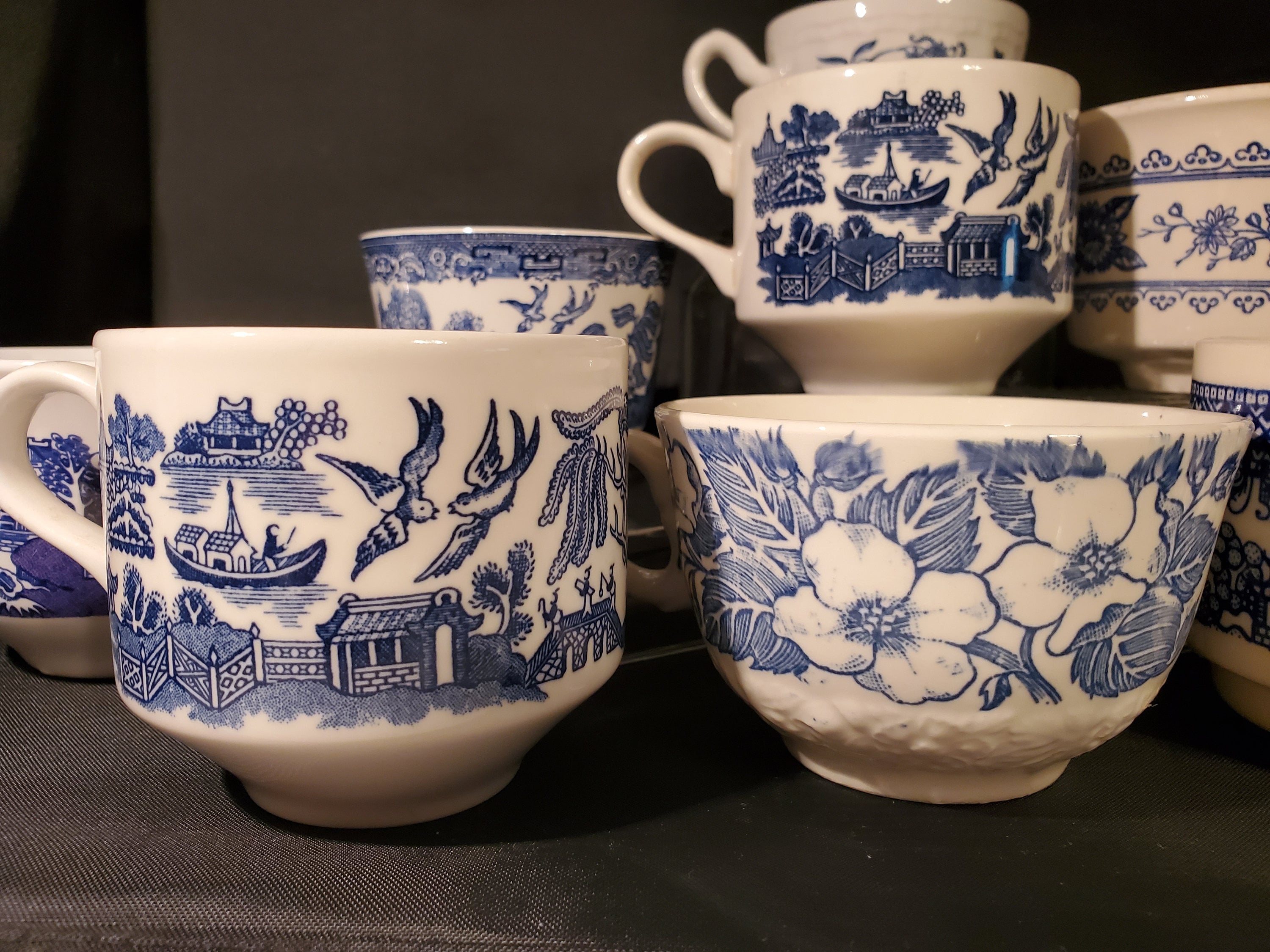 10 Vintage Blue Tea Cups