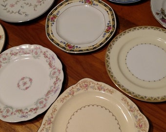 10 Vintage Mismatched Horsd'euvre, Cupcake, Cookies, Bread and Butter Plates