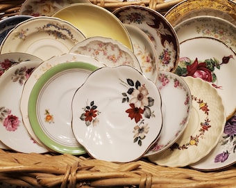 5 Vintage Mismatched Saucers