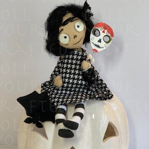 Halloween Dècor Day of the Dead Mask Handmade Gothic Scary but Cute Halloween Doll