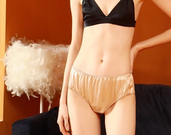 Beige Pure Mulberry Silk Bikini Panties | Mid Waist | 22 Momme | Float Collection