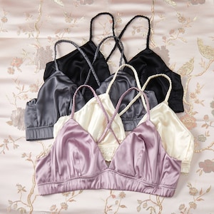 Women's Silk Ultra-thin Wireless Bra Bralette Soft Satin Bras