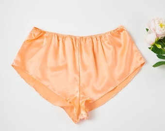 Silk French Knickers | Custom Size Handmade | Melon Shell | 19 Momme | Pure Mulberry Silk | Wedding Lingerie