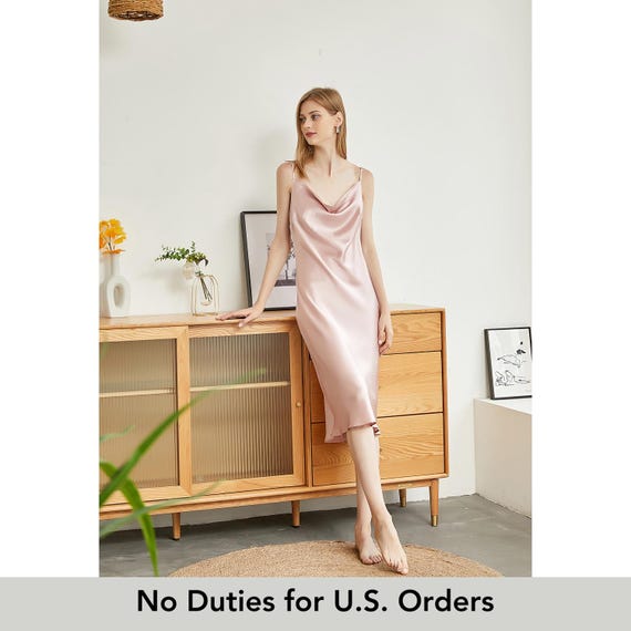 venus light pink dress Rebirth of Venus | Baby Pink Silk Cowl Neck Slip Dress | Midi Dress With  Adjustable Straps | 22 Momme | Float Collection
