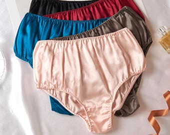 Conjunto de 9 bragas de seda de morera pura de corte francés / Cintura alta / 22 momme / Colección Float