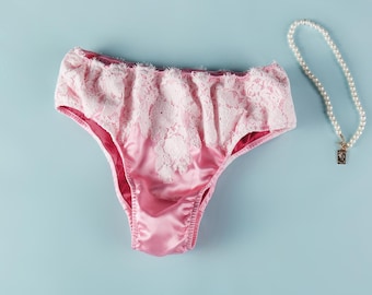 Peony Peony | Custom Pure Pure Silk Double Layer Bikini Pantie | Mid Waist | Lace on Mulberry Silk | Bridal Lingerie | Brush Collection