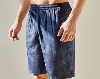 ピュアマルベリーシルク タイダイプリント メンズ ショートパンツ | ミッドウエスト | 19匁シルククレープ