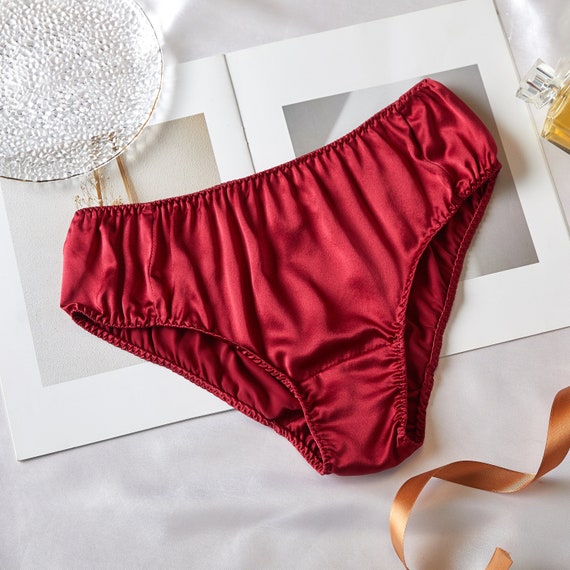 Ruby Pure Mulberry Silk Bikini Panties Mid Waist 22 Momme Float