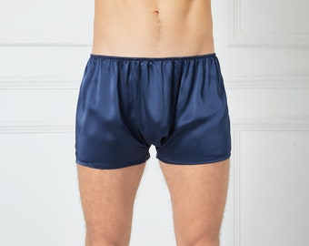 Navy Pure Mulberry Silk Men's Trunks | Low Rise | 19 Momme | Soar Collection