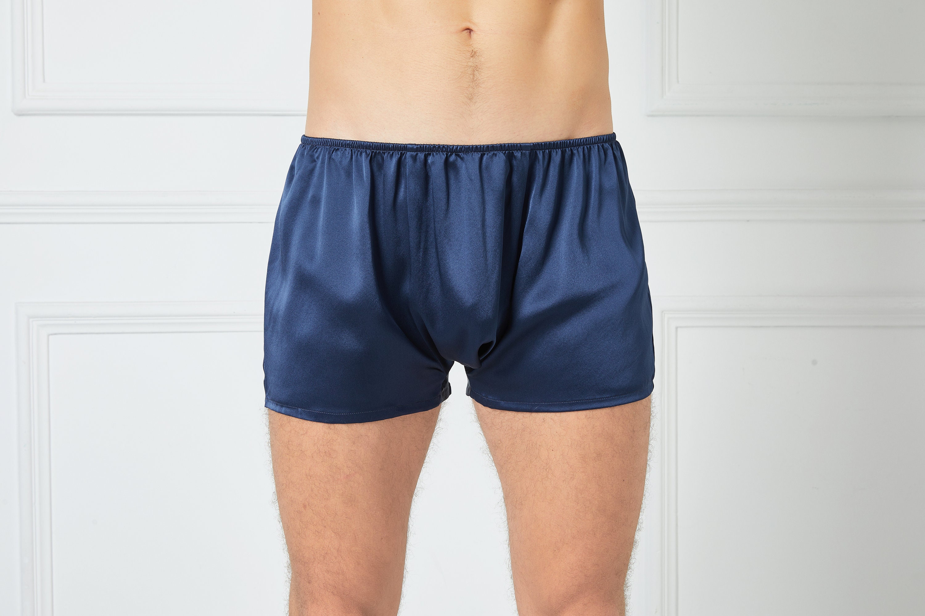 Silk Satin Briefs Men's Satin Underwear Blue Khaki Gift for Men