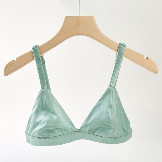 Lake Green Handmade Pure Silk Bralettes Vin Bras No Padding No