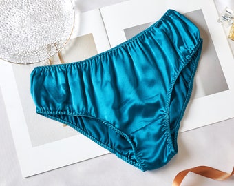 Turquoise Pure Mulberry Silk Bikini Panties | Mid Waist | 22 Momme | Float Collection