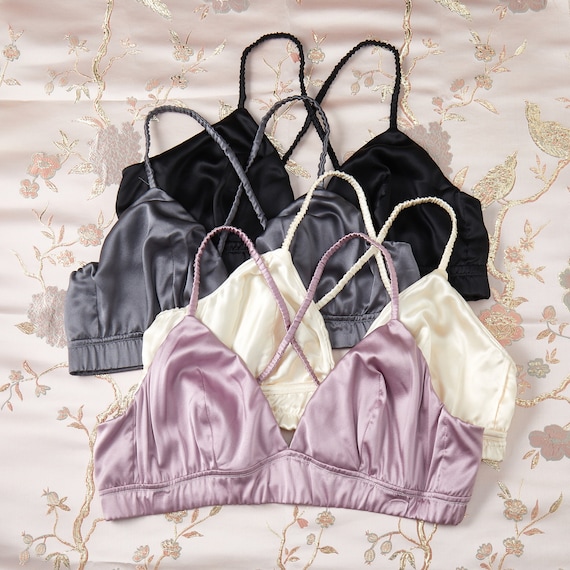 Custom Handmade Pure Silk Bralettes Shallan Bras No Padding No Wire 19  Momme Silk Charmeuse 