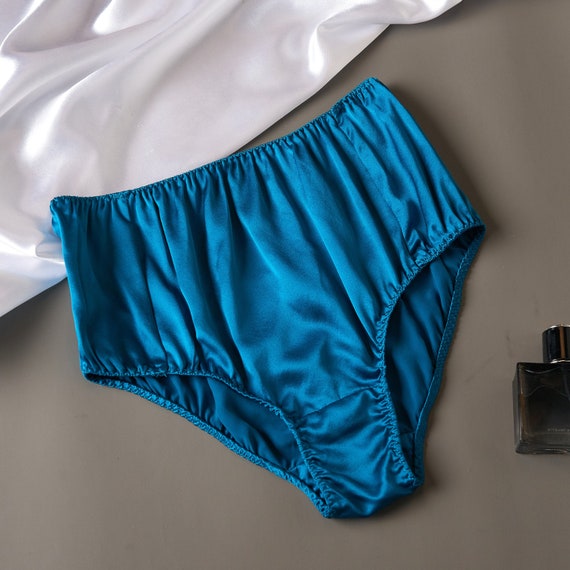 Turquoise Pure Mulberry Silk French Cut Panties High Waist 22 Momme Float  Collection -  Canada