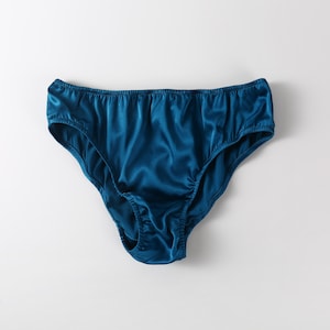 Sample: Turquoise Pure Mulberry Silk Bikini Panties | Size Small | Mid Waist | 19 Momme | Float Collection