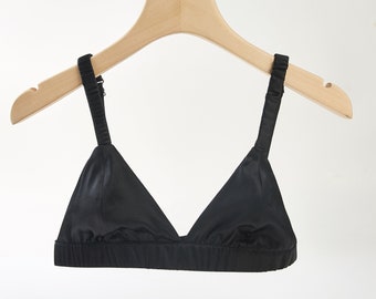 Classic Black | Handmade Pure Silk Bralettes | Vin Bras | No Padding No Wire | 19 Momme Silk Charmeuse