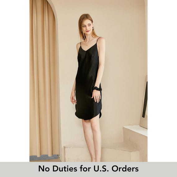 Soft Strokes Silk River Nymph Pure Slip Dress - Black - Size Small