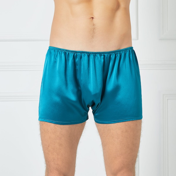 Turquoise Pure Mulberry Silk Men's Trunks | Low Rise | 19 Momme | Soar Collection