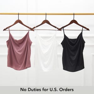 Custom Made Pure Mulberry Silk Cowl Neck Camisole | Spaghetti Strap Silk Charmeuse Cami Top | Soar Collection