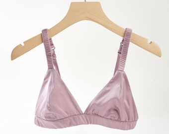 Lilac Purple | Handmade Pure Silk Bralettes | Vin Bras | No Padding No Wire | 19 Momme Silk Charmeuse