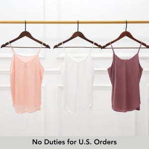 Custom Made Pure Mulberry Silk Petal Camisole | V Neck Spaghetti Strap Silk Charmeuse Cami Top | Soar Collection