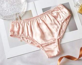 Baby Pink Pure Mulberry Silk Bikini Panties | Mid Waist | 22 Momme | Float Collection