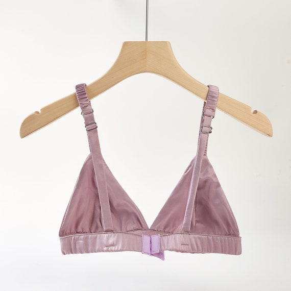 Lilac Purple Handmade Pure Silk Bralettes Vin Bras No Padding No Wire 19  Momme Silk Charmeuse -  Hong Kong