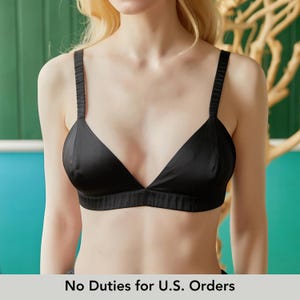 Reggiseni classici neri / Reggiseni in pura seta fatti a mano / Reggiseni Vin / Senza imbottitura e senza ferretto / Charmeuse di seta 19 momme