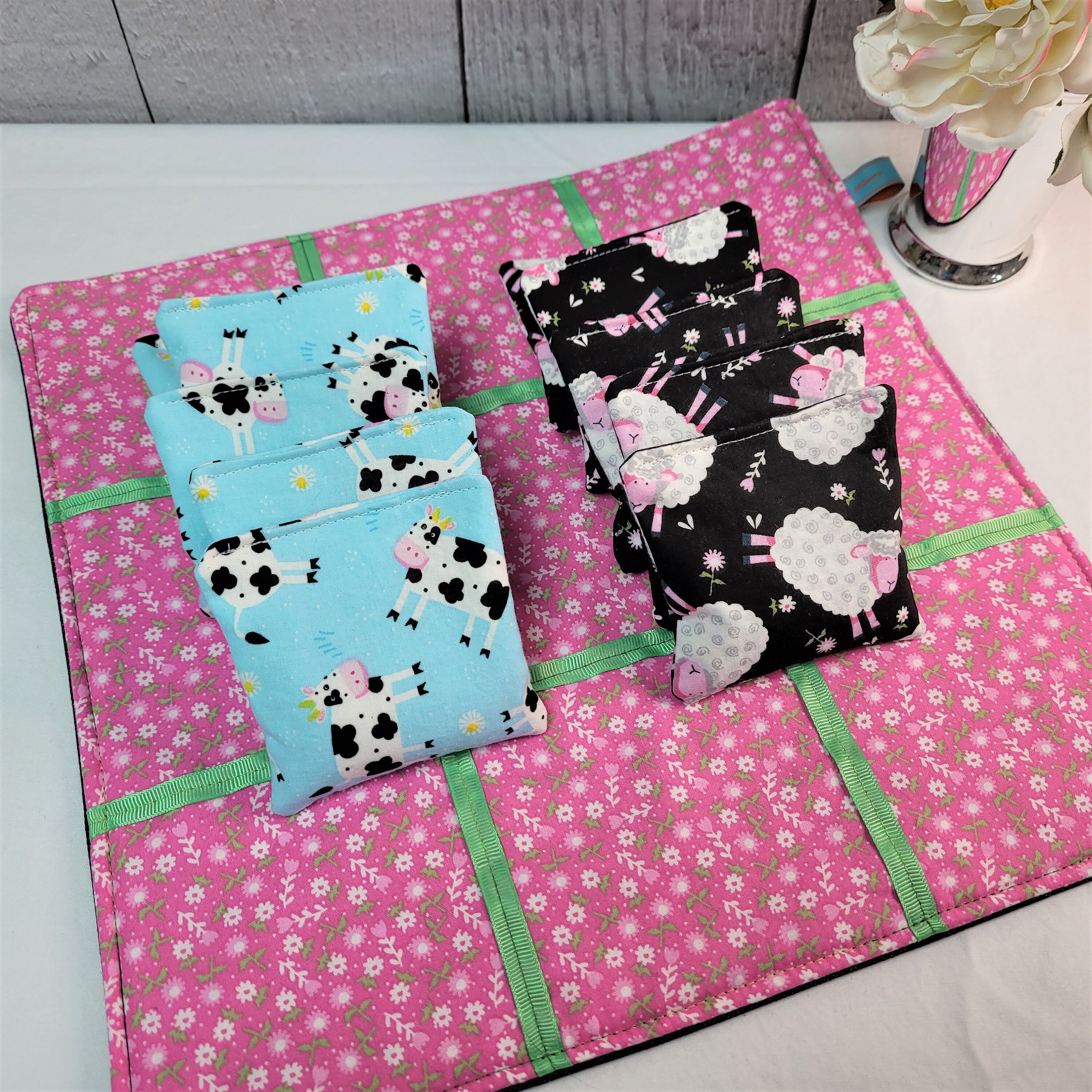 Bean Bag Tic Tac Toe Game Set Cute Farm Animals Cows and Sheep Etsy