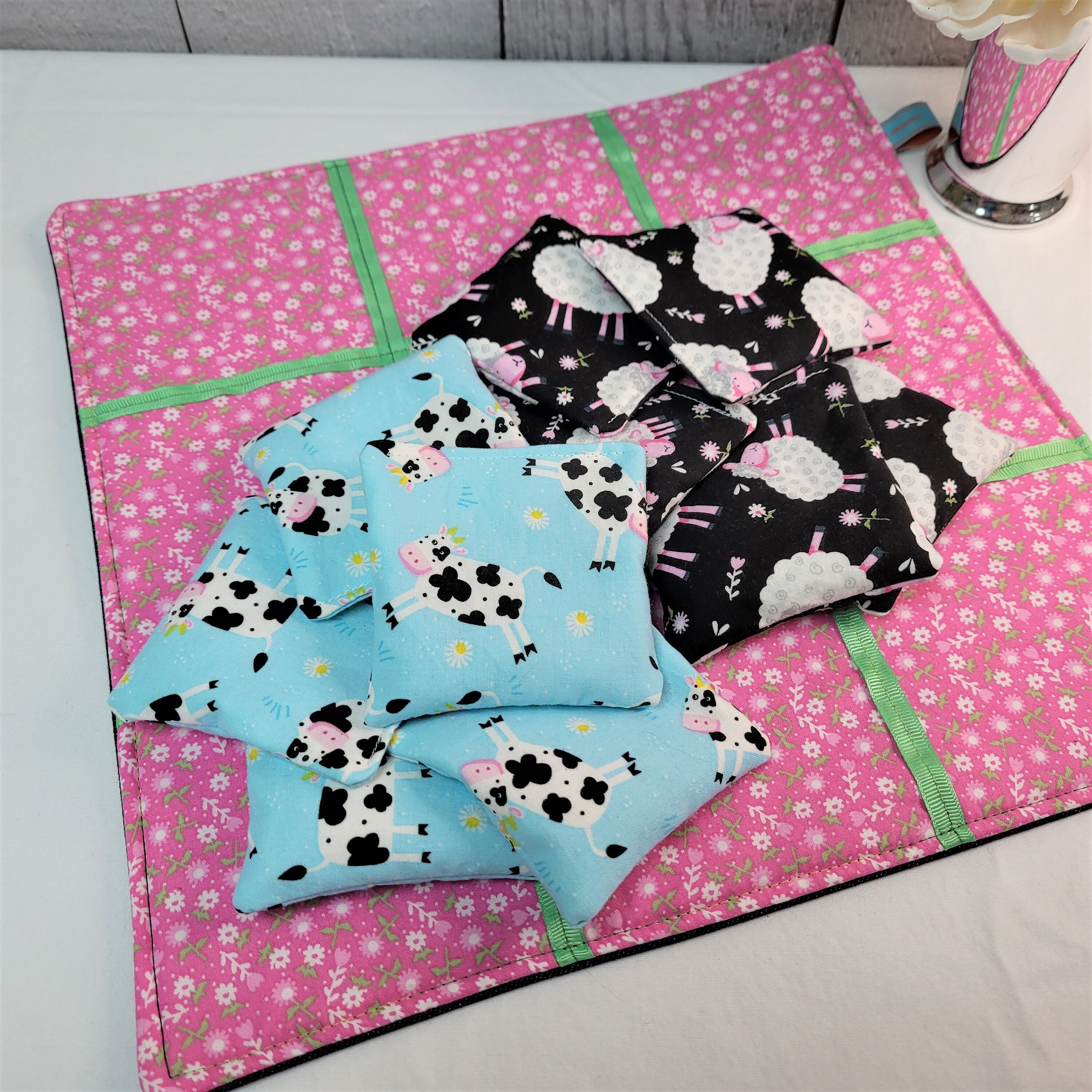 Bean Bag Tic Tac Toe Game Set Cute Farm Animals Cows and Sheep Etsy